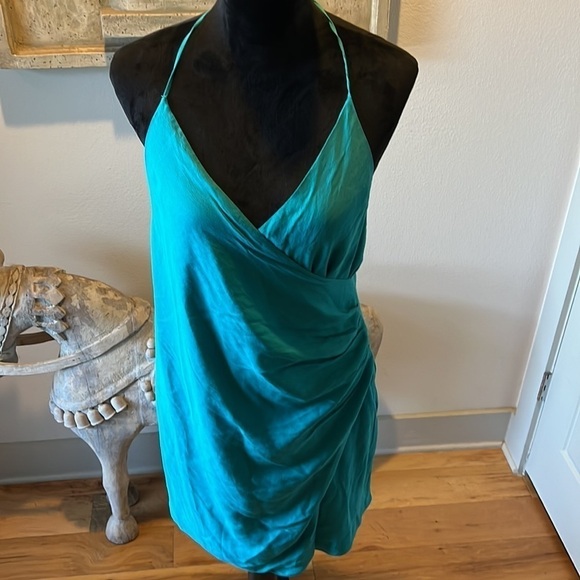 *NWT haute hippie turquoise pool mini dress Sz 6 $295 - Picture 5 of 16
